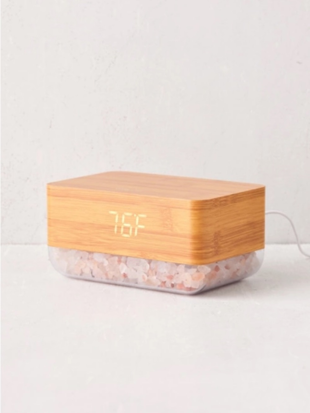 Bamboo Finish Salt Diffuser with LED Clock Display